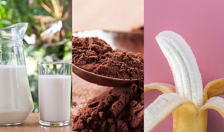 Ingestão de proteínas: na foto, leite, achocolatado e banana, sugestões de lanches pós-treino