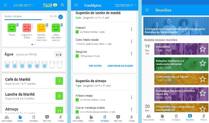 imagens do app Dieta e Saúde