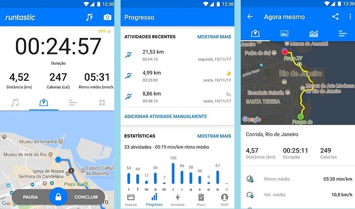 imagens do app Runtastic Pro