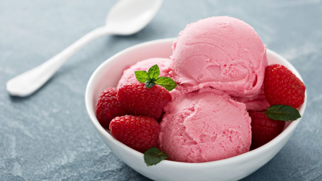 Sorvete proteico de morango