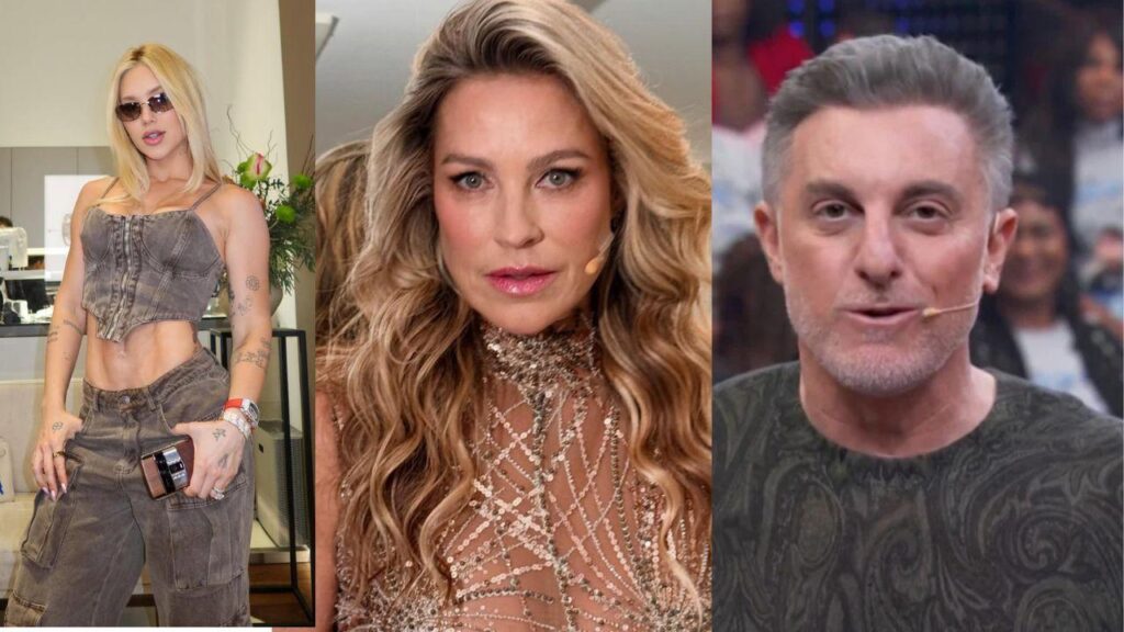 Virginia, Luana Piovani e Luciano Huck em três fotos de montagem.