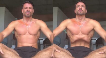 Cauã Reymond fazendo vaccum abdominal