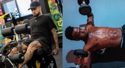 Neymar e Vini Jr. fazendo exercícios