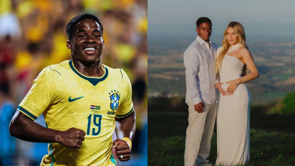 Endrick e esposa