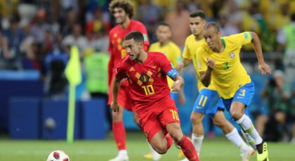 Jogadores da Seleção Brasileira e da Bélgica