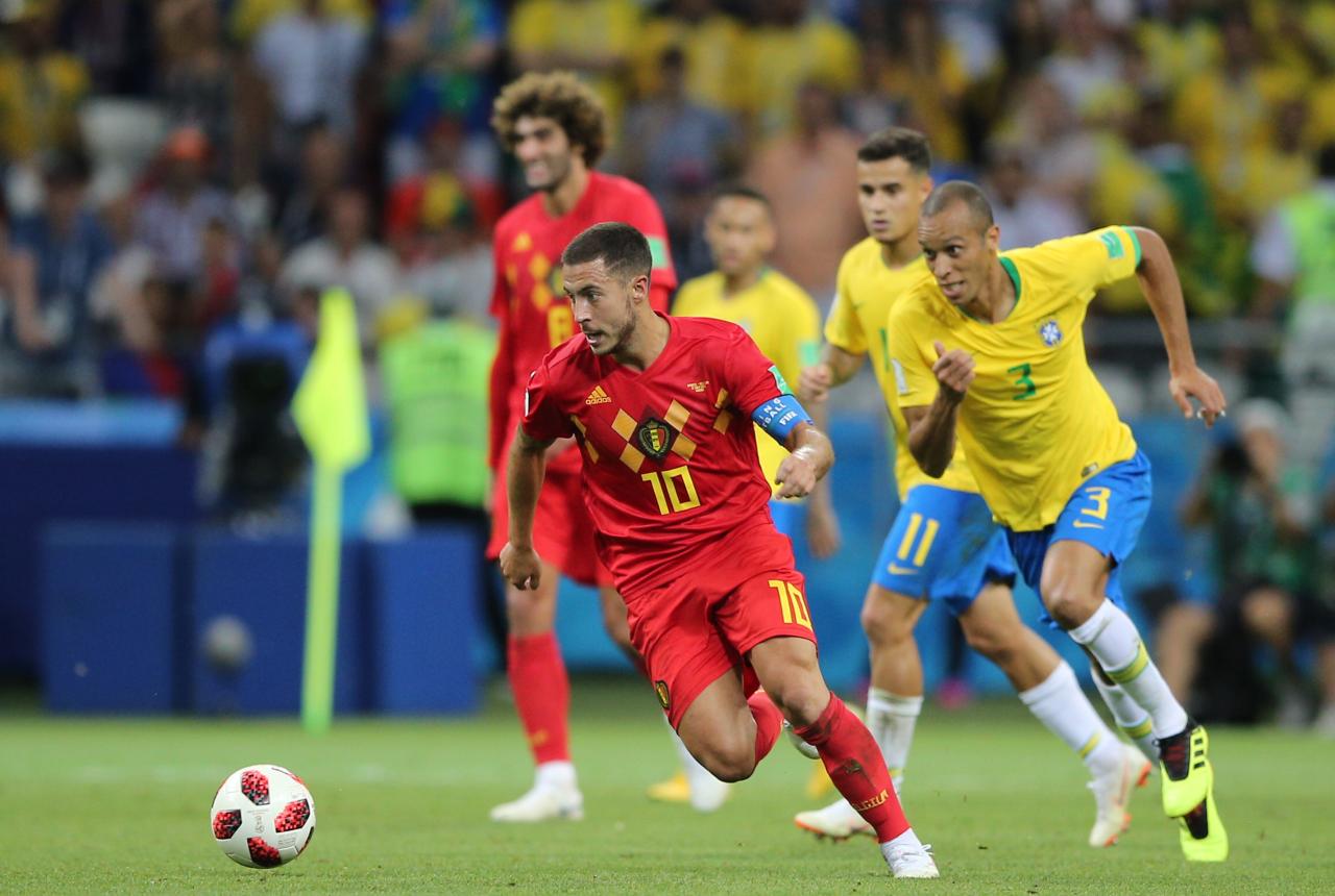 Jogadores da Seleção Brasileira e da Bélgica