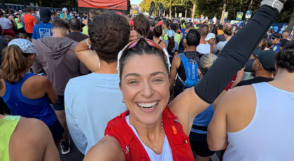 Bruna Ianhez durante a Maratona de Berlim